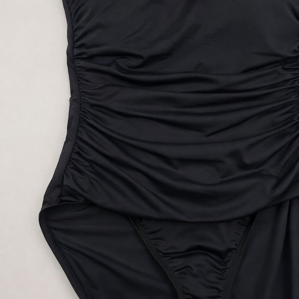 Tommy Bahama Pearl Shirred Bandeau One Piece Convertible Halter Black Women's 8 - Picture 11 of 16